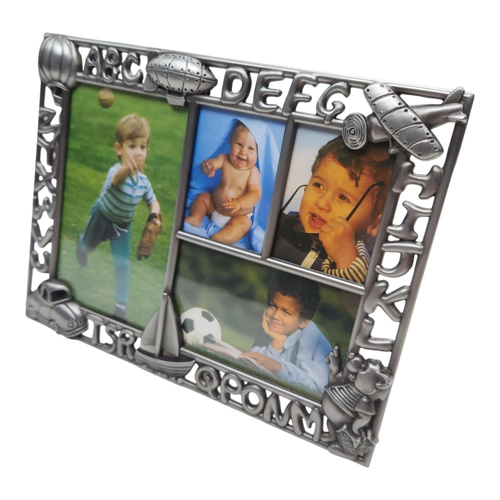 Elegance Fine Metal Collage Photo Frame Alphabet Silver Tone Nursery Decor